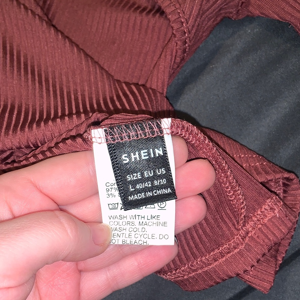 SHEIN Off-Shoulder Ribbed Sweater - Deep Red - Picture 4 of 4
